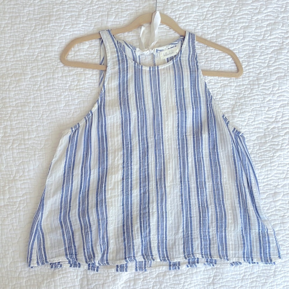 Gauze Blue/White/Lurex Striped Tank